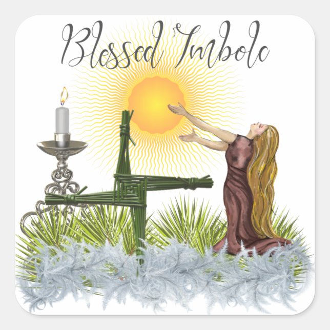 Light of the Sun Blessed Imbolc Celtic Wicca Square Sticker (Front)
