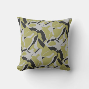 Light Olive Green Grey Black Diagonal Art Abstract Throw Pillow