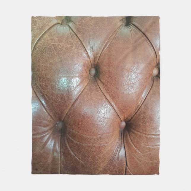Light on brown leather sofa surface, textureabstra fleece blanket (Front)