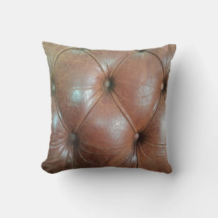 Light on brown leather sofa surface, textureabstra throw pillow