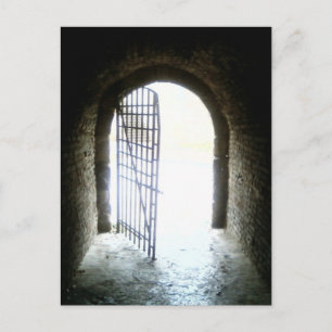 Light On Door At The End Of The Long Dark Catacom Postcard