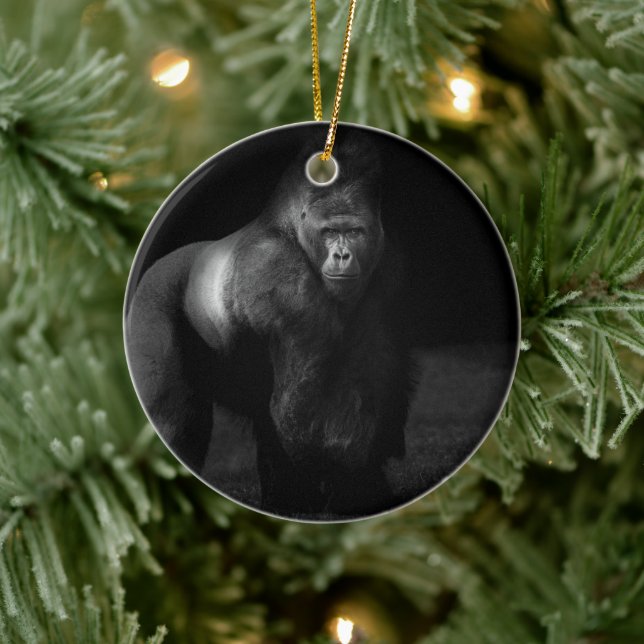 Light on Strength – Silverback Gorilla Ceramic Ornament (Tree)
