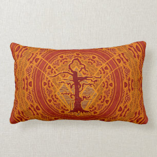 Light Orange Abstract Old Withered Tree Lumbar Pillow