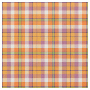 Light Orange and Purple Halloween Plaid Pattern Fabric