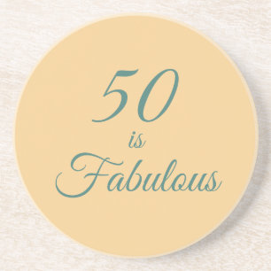 Light Orange and Teal 50 is Fabulous Coaster