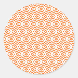 Light Orange and White Diamonds Classic Round Sticker