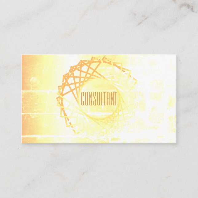 Light Orange Geometric Mandala Symbol Reiki Yoga Business Card (Front)