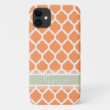 Light Orange & Light Mint Lattice Custom Name