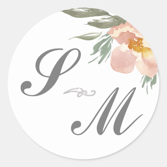 Light Orange Monogram Wedding Favour Sticker (Front)