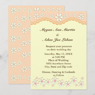 Light Orange Six Petal Flower Wedding Invitation