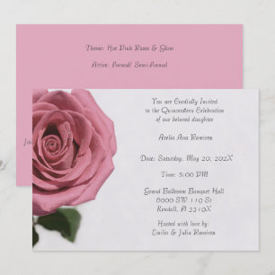 Light Pale Pink Rose Quinceañera Invitation