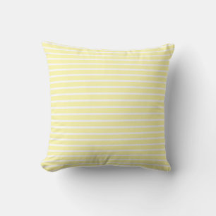 Light pale yellow White Stripes pattern Throw Pillow