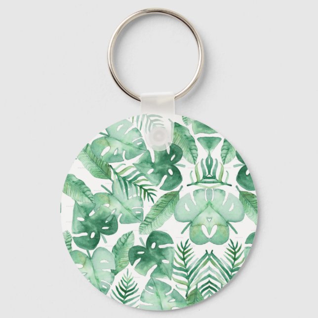 Light Palm Leaf Print Party Favour Keychain (Front)