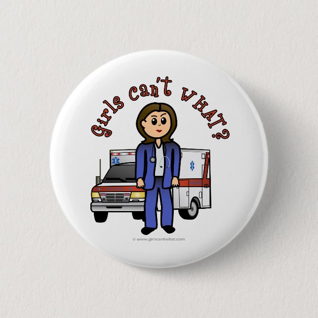 Light Paramedic Girl 2 Inch Round Button (Front)