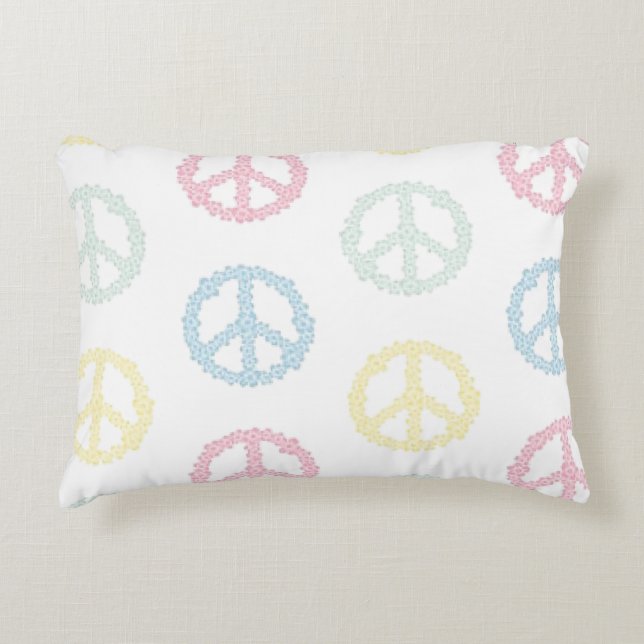 light pastel and white peace sign rectangle pillow (Front)