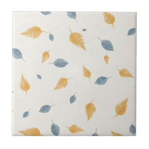 Light Pastel Beige Autumn Leaves Pattern Tile