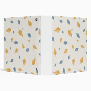 Light Pastel Blue and Brown Autumn Leaves Pattern Binder