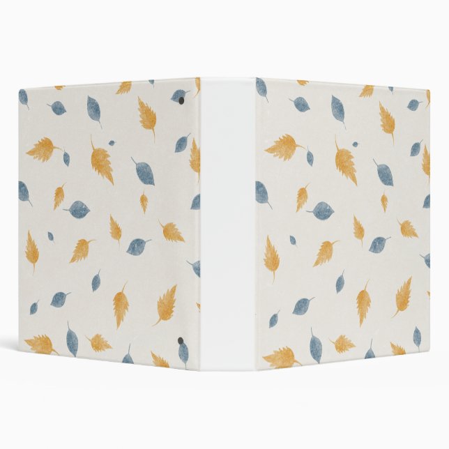 Light Pastel Blue and Brown Autumn Leaves Pattern Binder (Background)