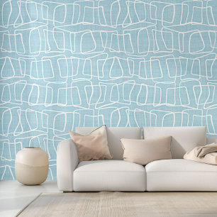 Light Pastel Blue Modern Round Squares Art Pattern Wallpaper