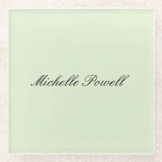 Light Pastel Colour Trendy Script Modern Glass Coaster
