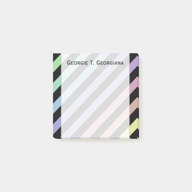 Light Pastel Colours & Black Stripes Pattern + Post-it Notes (Front)