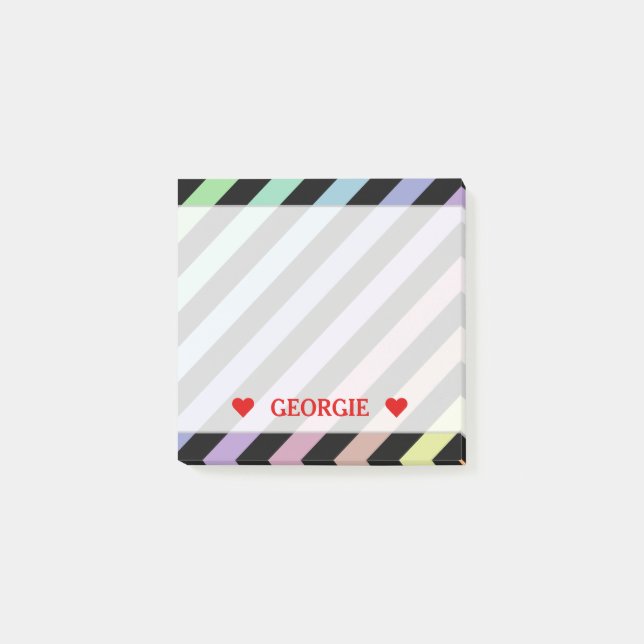 Light Pastel Colours & Black Stripes Pattern & Post-it Notes (Front)