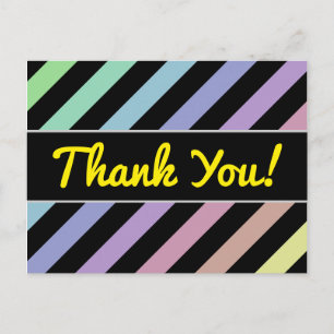 Light Pastel Colours & Black Stripes Pattern Postcard