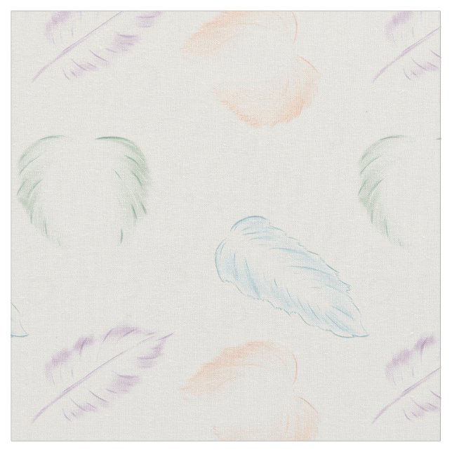 Light Pastel Feathers Pattern Fabric (Close Up)