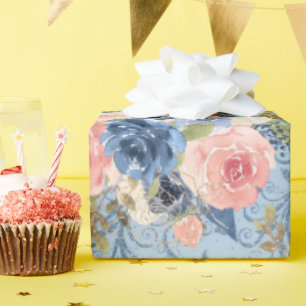 Light Pastel Floral Soft Blush Pink & Lavender Wrapping Paper