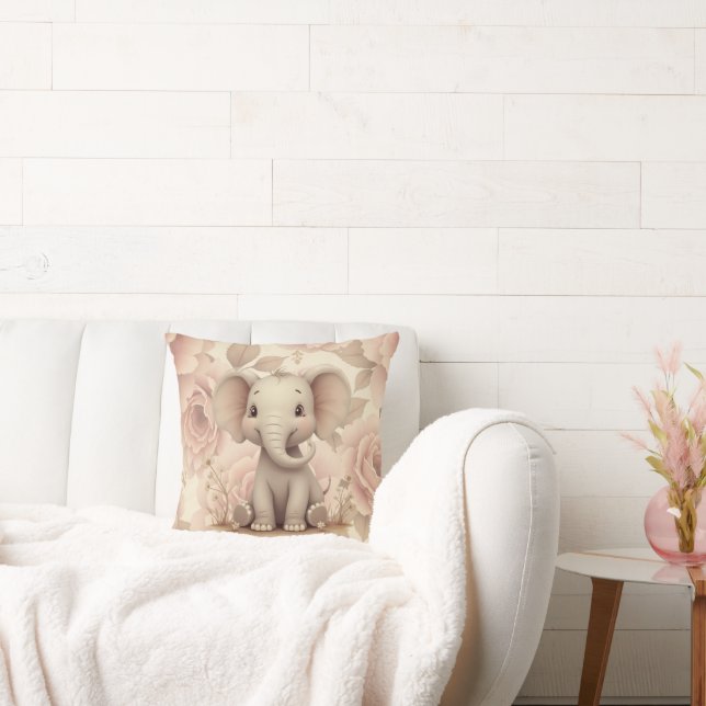 Light Pastel Floral Throw Pillow (Couch)