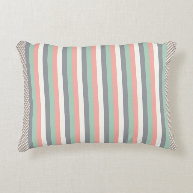 Light Pastels in Double Stripes Accent Pillow (Front)