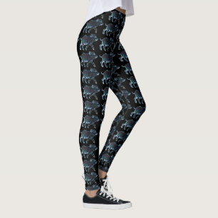 Light Patterned Pigs on Black Leggings