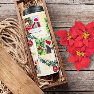 Light Peach 6 Photo Template Christmas Thermal Tumbler