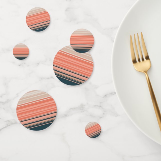 Light peach, coral, and orange striped pattern confetti (Group)