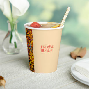 Light Peach Dinner Autumn Happy Thanksgiving Paper Cups
