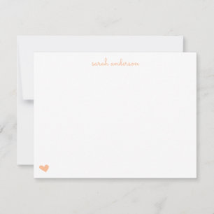 Light Peach Doodle Heart Personalized Stationery Card