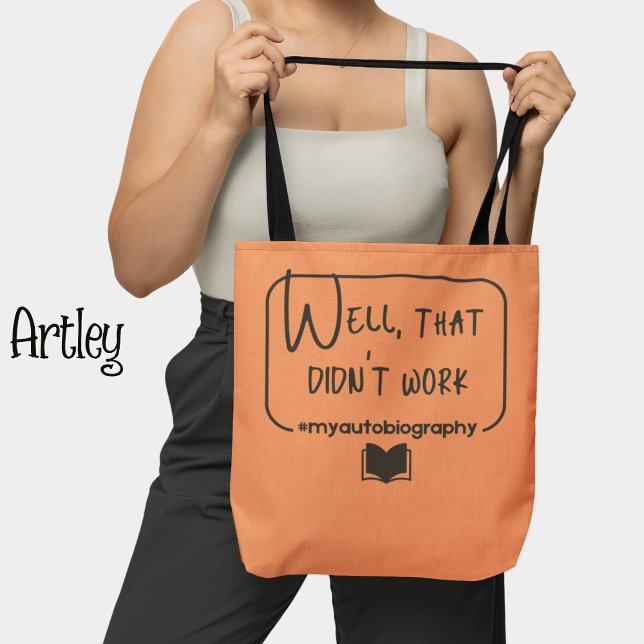 Light Peach Funny Pessimist Failure Autobiography Tote Bag (Creator Uploaded)