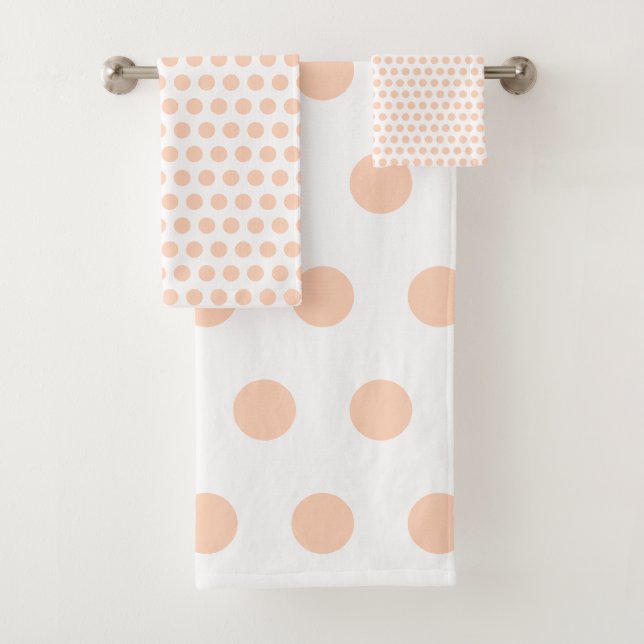 Light Peach Fuzz White Custom Colours Cute Pretty Bath Towel Set (Insitu)