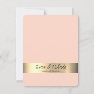 Light Peach Gold Foil Rustic Wedding Invitation