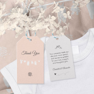 Light Peach Minimalist Baby Girl Shower Gift Tags
