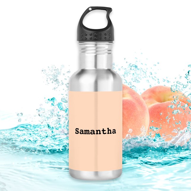 Light Peach Minimalist Simple Personalized Name 532 Ml Water Bottle (Stay hydrated with your own personalized metal water bottle with a simple color block design)
