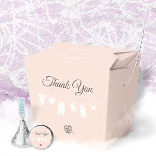 Light Peach Modern Baby Girl Shower Favor Box