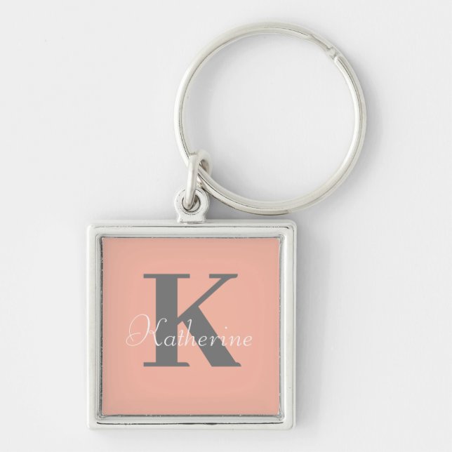 Light Peach Monogram Name Keychain (Front)