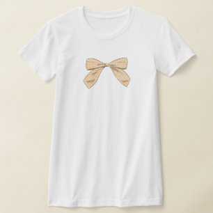Light Peach Plaid Bow Elegant Baby Shower Mom T-Shirt