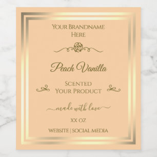 Light Peach Product Label Gold Frame Vintage Rose