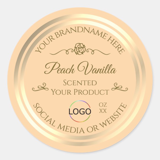 Light Peach Product Label with Gold Frame and Logo (Front)