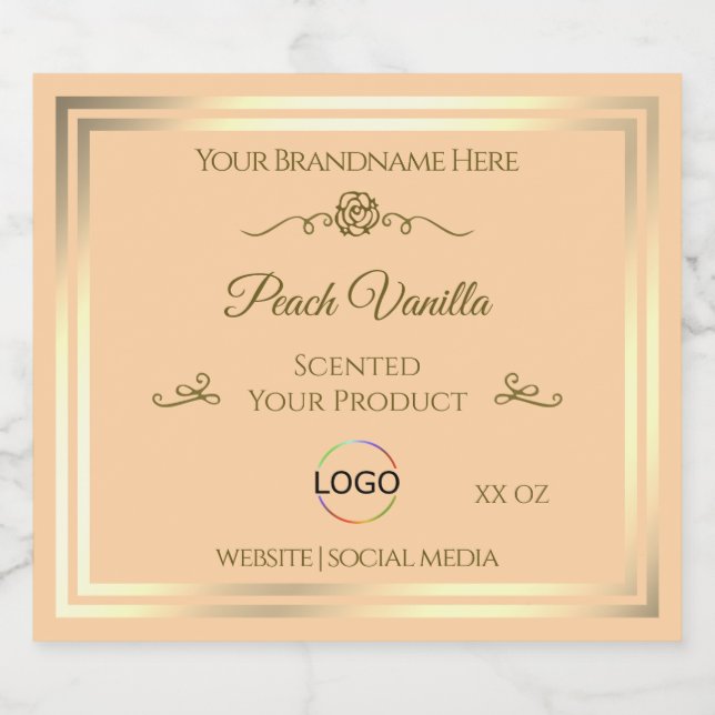 Light Peach Product Label with Gold Frame and Logo (Single Label)