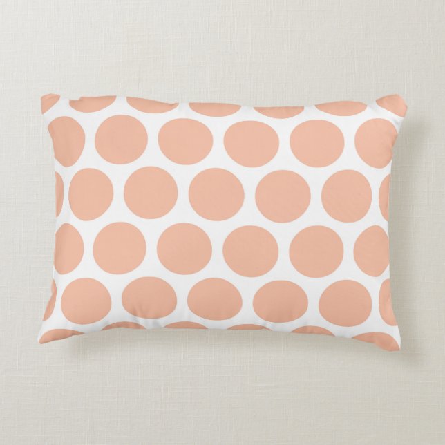 Light Peach Retro Colourful Modern Polka Dots Accent Pillow (Back)