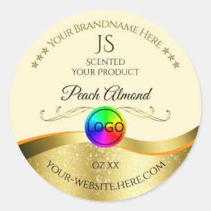 Light Peach Wavy Gold Logo Monogram Product Label