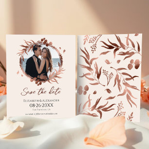 light peach Wreath Photo Save The Date